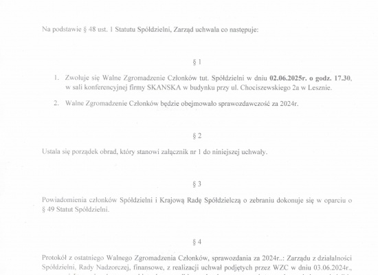 WALNE ZGROMADZENIA CZŁONKÓW SML-W LESZCZYNKU