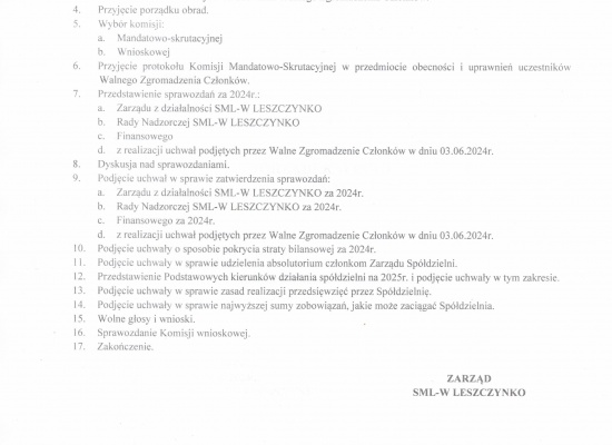 WALNE ZGROMADZENIE CZŁONKÓW SML-W LESZCZYNKO